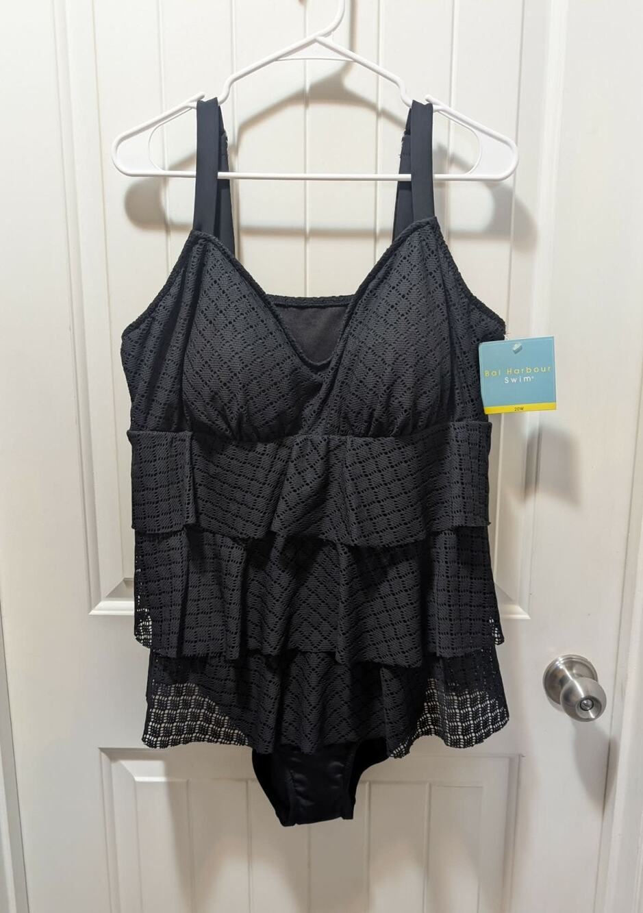 NEW! Bal Harbor Black One-Piece Swimsuit, Tummy Control & Hip Minimizer Size 20W